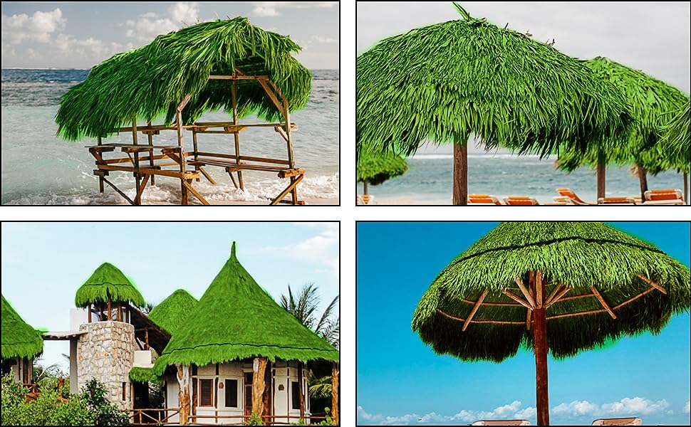 Tiki Straw Roof Thatch - Mexican Style Artificial Palm Rolls, Bar Hut Grass Duck Boat Blinds Runner, Palapa Roofing for Garden Patio Umbrella Covers Fence Party Decoration (Vitality, 16.5' x 16")