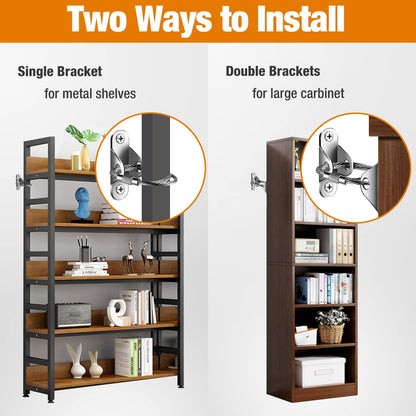 Furniture Anchors (10 Packs) Anti Tip Furniture Anchors for Baby Proofing, Furniture Wall Anchor Earthquake Straps for Furniture Dresser Wall Safety Anchor Furniture Fasteners to Wall, Silver