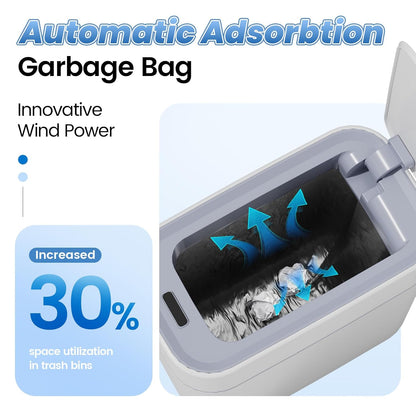 Bathroom Trash Can with Lid: 2.3 Gal Small Slim Motion Sensor Wastebasket, Bag Expansion, Wall Mounted, Automatic, Touchless, Narrow Design for Bathroom, Kitchen and Office, Waterproof