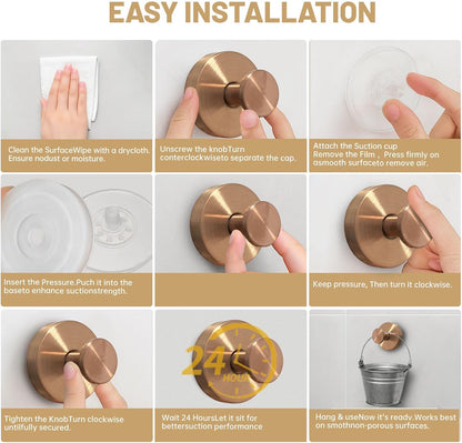 4pcs Suction Cup Hooks for Shower,Shower Towel Suction Hooks,No Drill Towel Hooks for Bathroom Wall,Kitchen,Glass,Mirror,Tile to Hang Towels,Robes,Loofah (Rose Gold)