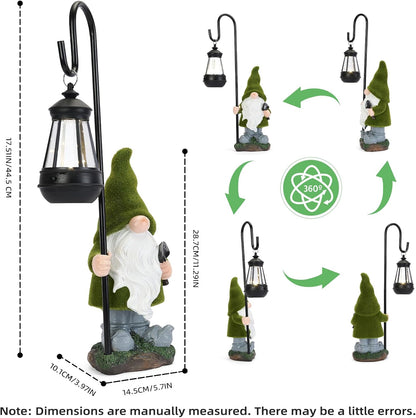 Solar Garden Gnome Decor Outdoor Statue - Gnome With LED Waterproof Sculptures Lights, Cute Gnome Pond/Yard Statues Outside Decoration, Home, Lawn, Patio, Resin Animal Ornament, Women/Gardening Gift