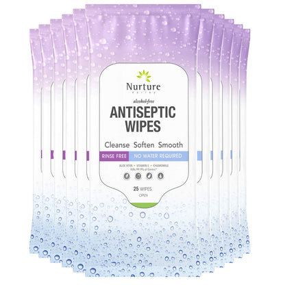 Nurture XL Antibacterial Body & Hand Wipes | Alcohol-Free Antiseptic Wet Sanitizer Towelettes for Germ Removal, Disinfecting Skin, Sanitizing Hands |Cleaning Cloths | Adults & Baby | Thick & Strong