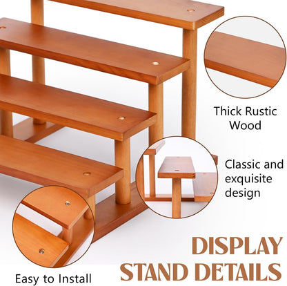 4 Tier Wooden Display Riser Stand Perfume Organizer, Dessert Table Display Set, Solid Wood Food Display Stands for Party, Bamboo Rustic Solid Wood Shelf for Cupcakes, Perfume, Cologne, Spiece