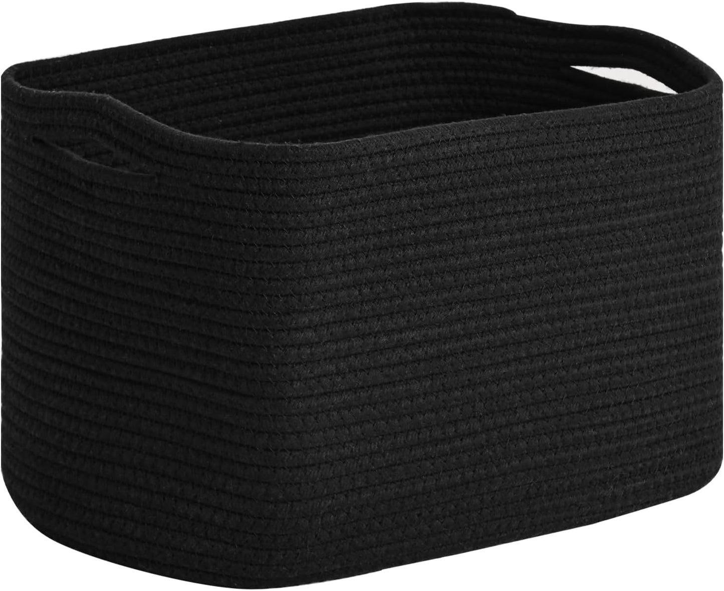 Woven Cotton Rope Storage Basket for Organizing, Cute Decorative Baskets for Gifts Empty, Organizer Bins for Dog Toy, Baby Laundry, 17“×13”×9.5“, Black