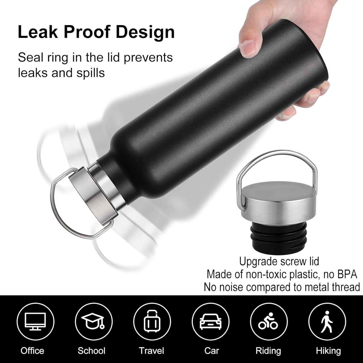 Neihepal 20 oz Insulated Water Bottles Bulk 8 Pack,Stainless Steel Double Wall Sport Bottle with Lid of Handle,Metal Reusable Flask for School,Cyclists,Hikers,Gift (Assorted,Set of 8)