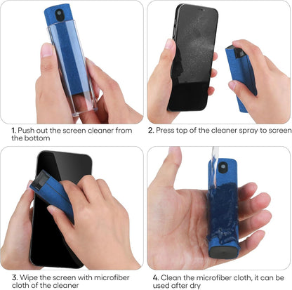 Fingerprint Proof Screen Cleaner,3 in 1Touchscreen Mist Cleaner Spray Wipe Cleaner,Safe for All Phones, Computer, Laptop, Tablet and Car Screen(Grey Blue)