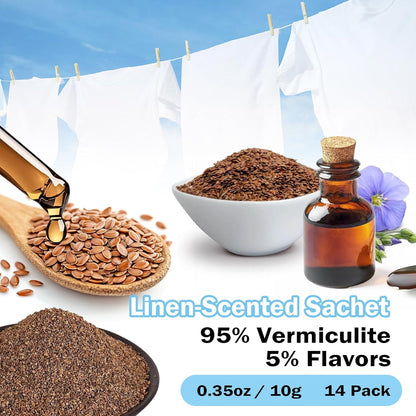 SCENTORINI Scented Sachets for Drawers and Closets, Linen Scent 14 Pack, Long-Lasting Sachets Bags Wardrobe Freshener, for Shoe Wardrobe, Cupboard