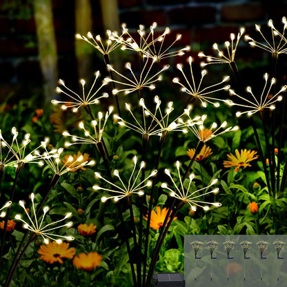 Kwaiffeo Solar Garden Lights Outdoor: Waterproof 2 Modes Twinkling Fireworks Light, Solar Lights for Outside Yard Pathway Garden Decor - Mothers Day Gardening Gifts for Women, Warm White -6Pack