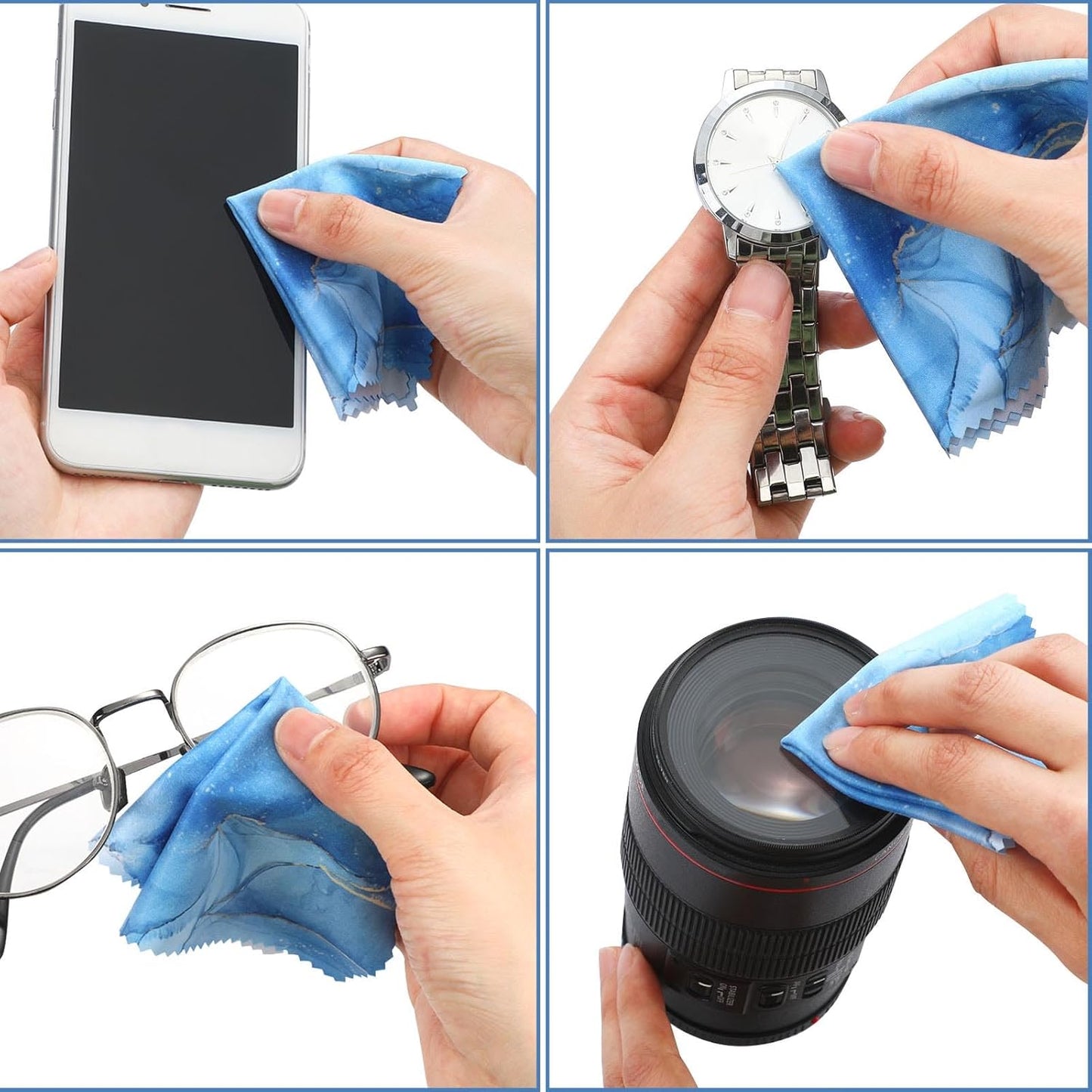 Sinmoe 20 Pcs Microfiber Cleaning Cloth Cute Marble Design Microfiber Cloth Soft Gifts Multicolor Glasses Cleaner Wipes for Eyeglasses Camera Lens Cell Phone Screens Glasses, 6 x 6 Inches