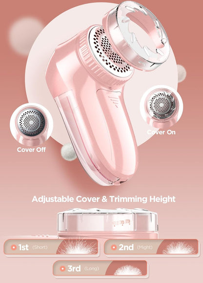 Fabric Shaver, Lint Remover, Bymore Lint Shaver Defuzzer Sweater Shaver for Clothes and Furniture AC Adapter or Battery Operated Pill Fuzz Remover (Pink)