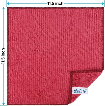 HOMEXCEL Red Microfiber Cleaning Cloth, 12 Pack Premium Microfiber Towels for Cars, Lint Free, Scratch-Free, Highly Absorbent, Reusable Cleaning Rags for Car, Household, Kitchen, Window, 11.5"X11.5"