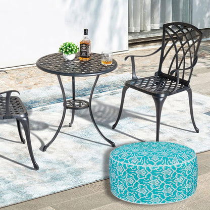 FUNHOME Inflatable Outdoor Ottoman with Air Pump,20"x9" Portable Patio Pouf,Water Resistant,Fade-Resistant,Round Blow Up Footrest Stools for Home Garden Camping Travel(Romantic Blue)