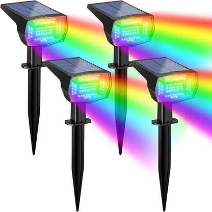 Fabrito Solar Color Changing Lights Outdoor, 9 Color Modes Landscape Spotlights, Dusk to Dawn Solar Powered Spot Lights for Outside, Solar Garden Lights for Yard, Pathway, Tree 4 Pack (Multicolor)