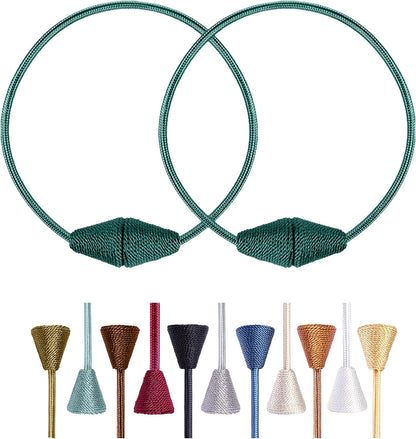 2 PCS Magnetic Curtain Tiebacks, European Style Convenient Drape Tie Backs Holdbacks for Thin or Thick Home & Office Window Draperies, No Tools Required （Teal）