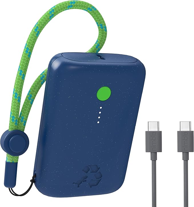 Nimble Champ Portable Charger, 10,000mAh Power Bank Fast Charging, 20W Dual USB-C Battery Pack with Cable, Travel Essential Power Bank for iPhone Laptops Galaxy Tablet Pixel iPad Macbook Kindle Airpod
