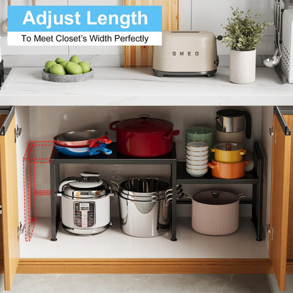 44.3 Inches Expandable Metal Storage Shelves,150LBS Heavy Duty Shelving Units and Storage For Appliance,Adjustable Utility Organization and Storage Shelf Rack For Kitchen Cabinet Closet Garage Pantry