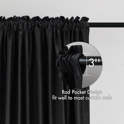 MIULEE Black Velvet Curtains Thermal Insulated Blackout Halloween Curtain Drapes for Bedroom Living Room Darkening 63 Inches Long Curtains Panels Rod Pocket Set of 2