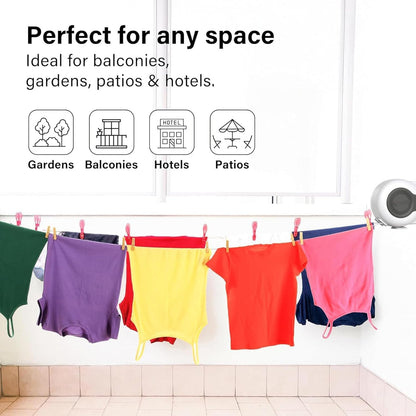 Retractable Double Clothesline – 49 ft x 2 Heavy Duty Clothes Line for Indoor & Outdoor Use, Dual Laundry Line with Easy Installation (White)