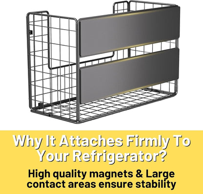 Magnetic Shelf for Fridge, Fruit Potato & Onion Storage Bins, Pantry Organizers & Storage, Large Container Magnetic Basket for Refrigerator, Kitchen Counter, Cabinet, Magnetic Fridge Organizer