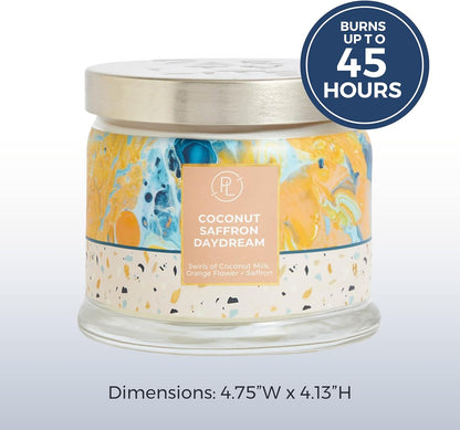 PartyLite 3-Wick Jar Candle, Highly Fragranced Clean Burning Glass Candle, 25-45 Hours Burn Time (Coconut Saffron Daydream)