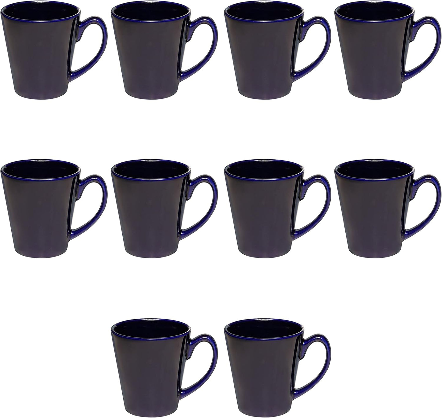 DISCOUNT PROMOS Glossy Ceramic Latte Coffee Mug 12 oz. Set of 10, Bulk Pack - Perfect for Tea, Espresso, Cappuccino, Hot Cocoa - Blue
