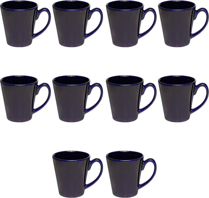 DISCOUNT PROMOS Glossy Ceramic Latte Coffee Mug 12 oz. Set of 10, Bulk Pack - Perfect for Tea, Espresso, Cappuccino, Hot Cocoa - Blue
