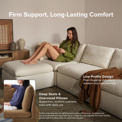 mopio Oversized Modular Sectional Sofa with Fully Removable Covers and Storage, Convertible U & L Shaped Sectionals, Modern Cloud Couch with Ottoman Chaise (Hazelnut Velvet, 6 Seats, L)