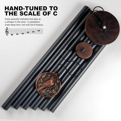 Vanquer Large Wind Chimes for Outside Deep Tone - 46'' Outdoor Clearance, Windchimes Outdoors, Memorial Wind Chimes, Sympathy Gift, Patio, Garden, Home Décor, Vintage Black (46" Cardinal)