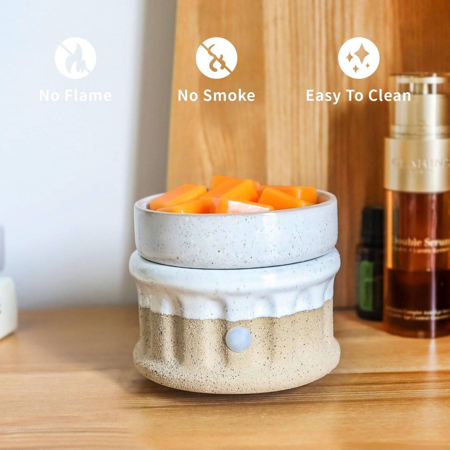 Ceramic Wax Melt Warmer - 3 in 1 Smokeless and Flameless Electric Wax Warmer,Easy to Handle Candle Warmer for Essential Oil and Wax Cubes is Suitable for Home and Office Décor…
