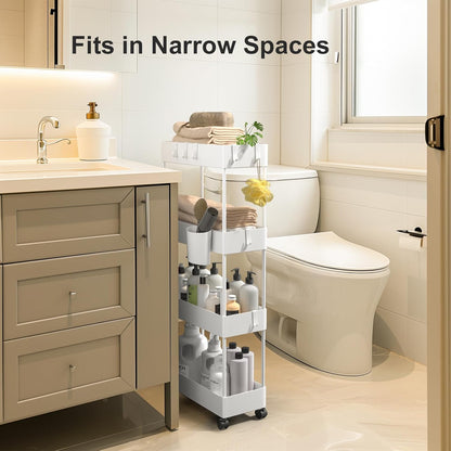 Pipishell Slim Storage Cart with Wheels, Bathroom Cart Organizer Bathroom Storage Small, Rolling Cart for Bathroom, Laundry Room, Kitchen, Narrow Space, Black PIUC04