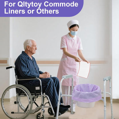 100 Commode Absorbent Pads for Bedside Commode Liners, Disposable Commode Liners Pads with Absorbent Gel, Portable Potty Liner Pads for Toilet Bags Bedpans