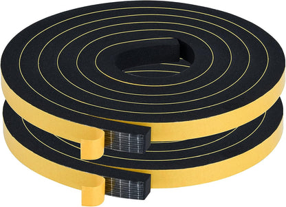 Weather Stripping Soundproof, 1/2 in x 3/8 in Weatherproof Foam Insulation Tapes, High Density Weatherstrip Seal Strips for Sliding Door Window, 2 Rolls Total 13Ft