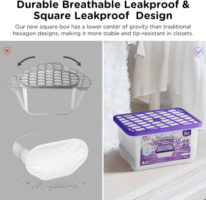 W&E Choice Moisture Absorbers With Lavender Scent, Portable Dehumidifier for Closet&Bathrooms, Kitchen, Humidity Absorber Odor Eliminator Absorber