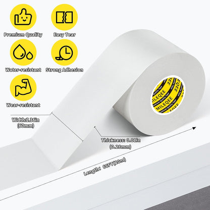 2Pack Duct Tape Heavy Duty Single Sided, Strong Adhesive High Strength, Waterproof Mesh Tape for Indoor Outdoor Repairing Sealing Bonding, Easy Use Hand Tearable, 2.36 Inch x 66 Feet, White