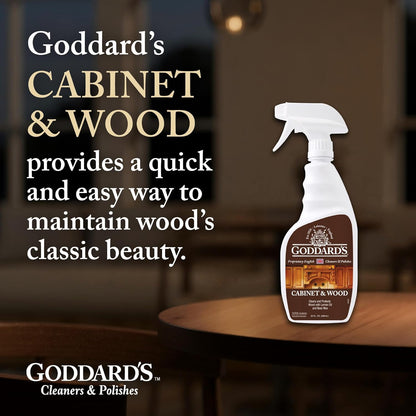 Goddard's Cabinet & Wood Wax Spray, Wood Cleaner & Furniture Polish, Wood Conditioner with Beeswax and Lemon Oil, Shine & Stain Protection, 23 oz