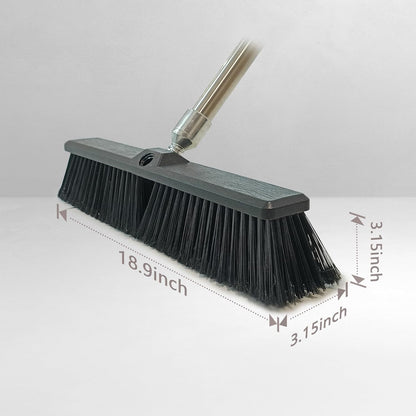 Push Broom Head Outdoor Large Stiff Bristle - Excellent Cleaning Performance- Easy Installation (18 inches)