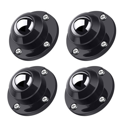 PlusRoc 4 Pack 1 Inch Self Adhesive Paste Caster Wheels for Furniture Kitchen Appliance Rollers, Load Capacity 28LBS Per Wheel, Low Profile Swivel Wheels for Bucket Storage Bins