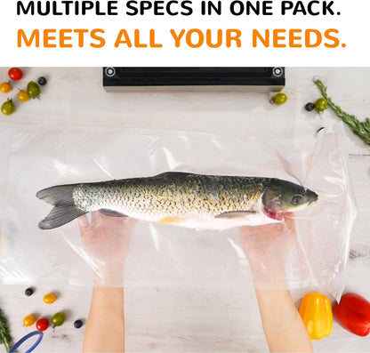 All-in-One Variety Pack Vacuum Sealer Bags & Rolls – 50x 6''x10'', 70x 8''x12'', 2 Rolls 11''x20', 2 Rolls 8''x20' – Premium Commercial-Grade for Food Storage, Meal Prep, & Sous Vide, Wevac