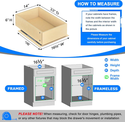 WelFurGeer Soft Close Pull Out Drawers for Cabinets, 14" W x 22" D Pull Out Cabinet Organizer, Space-Saving Cabinet Organizer with Easy Installation, Durable Pullout Drawers for Home Kitchen