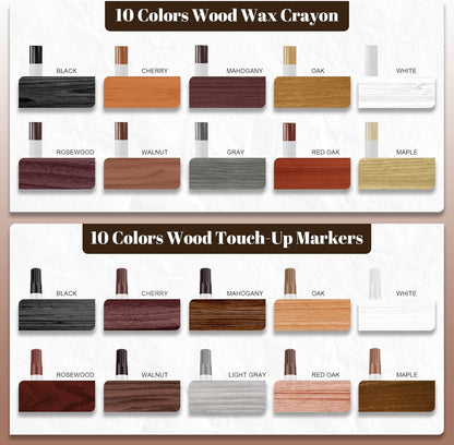 20 Colors Wood Filler Sticks Furniture Markers Touch up,Fill Putty Stick for Repair Furniture Scratch,Scuffs,Cracks and Nail Holes on Floors,Cabinets,Tables,and Doors Tables