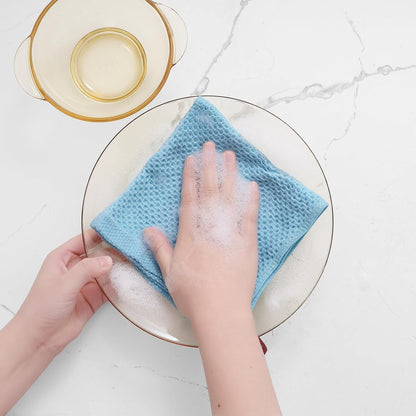 Homaxy 100% Cotton Waffle Weave Kitchen Dish Cloths, Ultra Soft Absorbent Quick Drying Dish Towels, 12 x 12 Inches, 6-Pack, Sky Blue