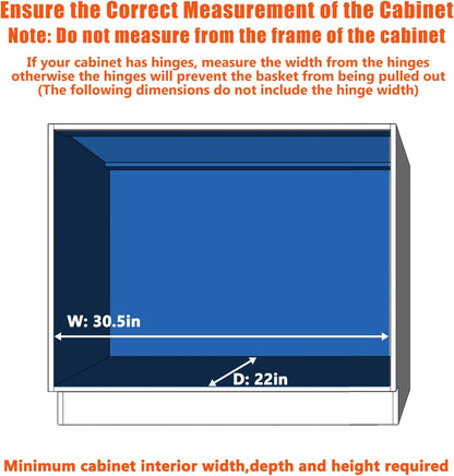 Pull Out Cabinet Organizer 30" W x 21½" D, Heavy Duty Cabinet Pull Out Shelves, Slide Out Drawers Organization for Kitchen Cabinets Bathroom