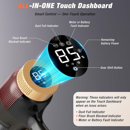 Cordless Vacuum Cleaner, 580W 48KPA 70 Mins Vacuum Cleaners for Home, Self-Standing Stick Vacuum with Wall Mount Charge, Touch Screen, Ultra High-Power Brush for Pet Hair/Plush Carpet/All Floor