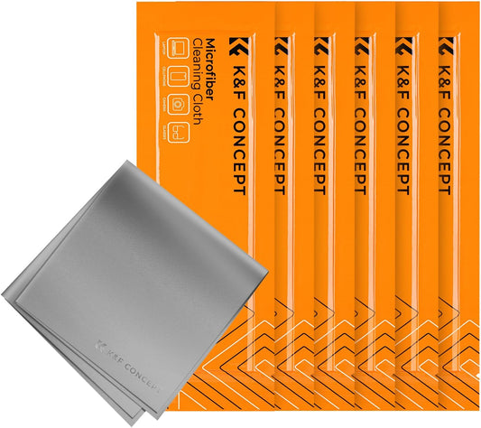 K&F Concept 6 Pack Microfiber Cleaning Cloths - Lens Cleaning Cloth for Cleaning Camera Lenses, Glasses, Screens, Cameras, Eyeglasses, LCD TV Screens, Tablets Washable