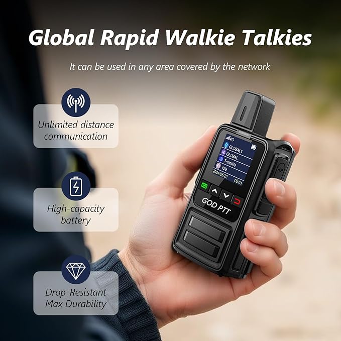 Global Rapid Walkie Talkies【Lifetime Free】, Unlimited Range 4G LTE PoC (Push-to-Talk Over Cellular) Radios, Nationwide PTT Two Way Radios, Long Distance for Family, Logistics, Company with SIM Card