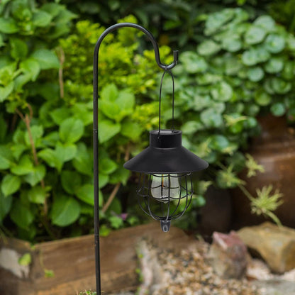 YAKii 6 Pack Solar Lantern Hanging Waterproof Outdoor Metal Solar Lamp with Warm White Light Decorate for Yard Garden Pathway Patio Porch (Black)