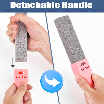 Navona 8 Pack Pumice Stone Scouring Sticks with 2 Universal Handles, Grey Pumice Stone Cleaner for Cleaning Toilets, Bathrooms, Kitchens, Spas and Pools