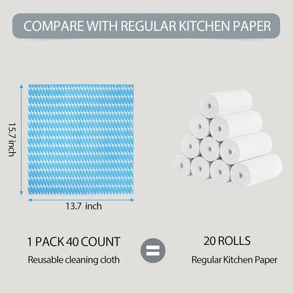Disposable Cleaning Cloths Dry Handi Wipes Reusable Dish Cloths Multi Use Reusable Cleaning Towels,Machine Washable J Cloth,Heavy Duty Handy Wipes 13.7" X 15.7" 40 Count
