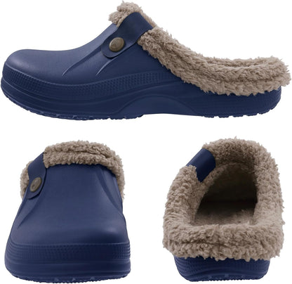 Beslip Classic Fur Lined Clogs Waterproof Winter Fuzzy Slippers for Women Men Indoor and Outdoor