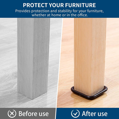 Ezprotekt 1 3/4" Square Reusable Felt Furniture Caster Cups with Carpet Bottom, 16 Pcs Felt Furniture Sliders Floor Protectors Pads to Protect Hardwood, Tile Floors Carpet from Scratches (Brown/Gray)